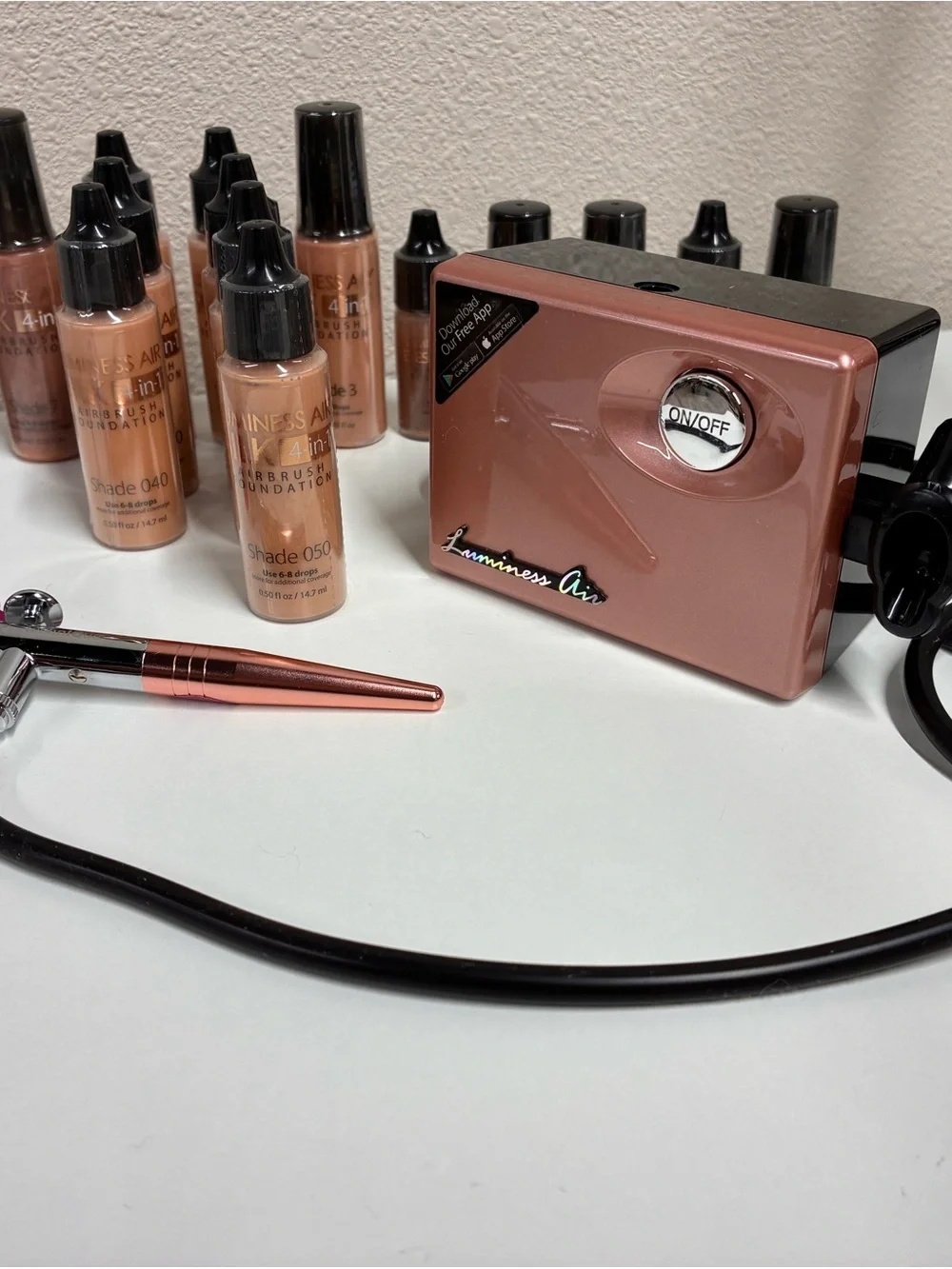 Luminess Rose Gold Airbrush Makeup Compressor with Dual-Action Gun